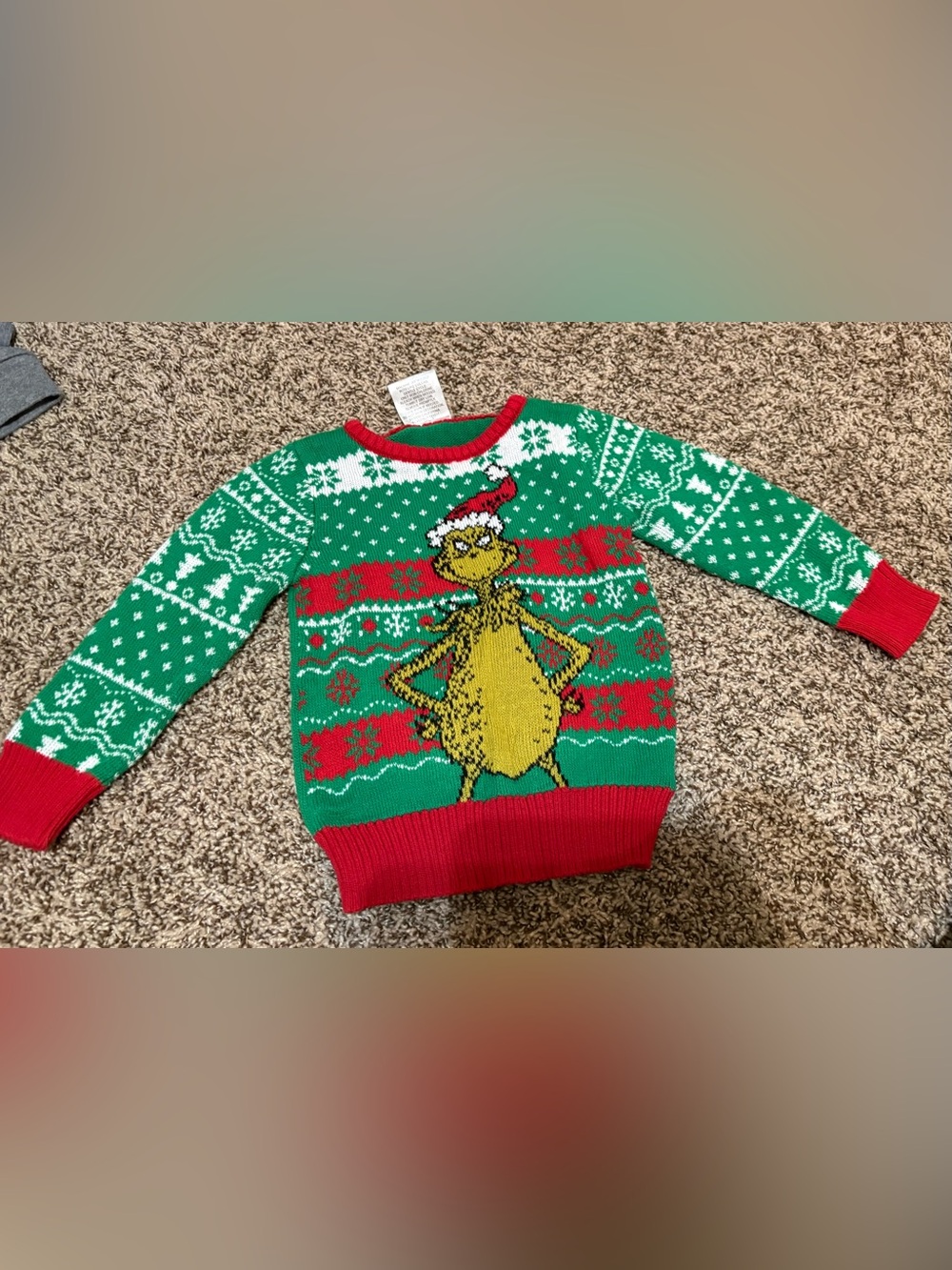 Kids Green Grinch Holiday Sweater